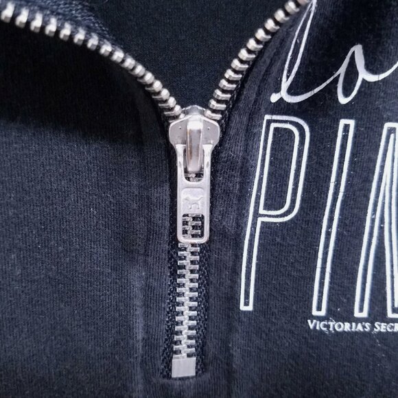 Victoria's Secret LOVE PINK Black Half Zip Sweatshirt Sweater Size XS - Picture 5 of 7